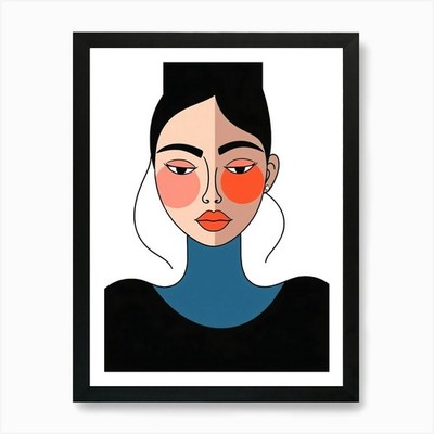 Asiatische Frau Illustration Kunstdruck gerahmt Wandbild Poster Leinwanddruck Bild