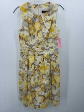 Pre-Owned Eliza J Yellow Size 4 Printed Shift Knee Length Sleeveless Dress