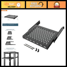 Sliding Rack Shelf 1U Vented 13.8in Deep, Adjustable Depth 13.8-19.7in, 110lbs C