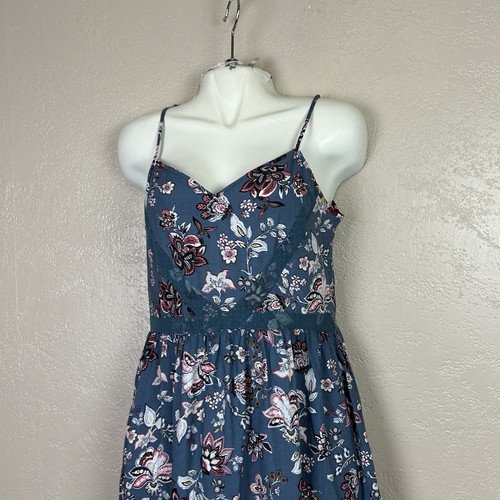 Vestido sin mangas Three Hearts para mujer talla M azul rosa floral mini - Imagen 7 de 15
