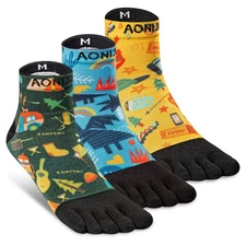 3 Pairs COOL-MAX Five Finger Toe Socks High Performance Athletic Running Socks