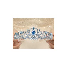 Sparkling Crystal Tiara Crown for Women Gorgeous Rhinestone Silver-light blue