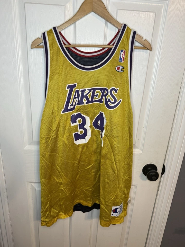 Camiseta reversible vintage campeón LA Lakers Shaquille O’Neal 52 Olajuwon Foto 4 de 4