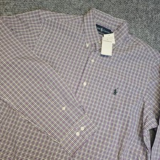 NWT Vintage Polo Ralph Lauren Custom Fit Plaid Button Down Shirt Men's Large
