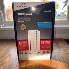 Open Box ARRIS Surfboard Docsis 3.0 Cable Modem & AC1600 Dual Band Wi-Fi Router.