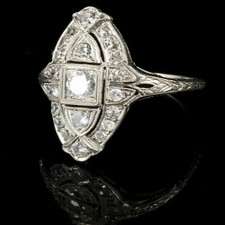 Art Deco 2.15ct Round Moissanite Filigree Engagement Ring 925 Sterling Silver