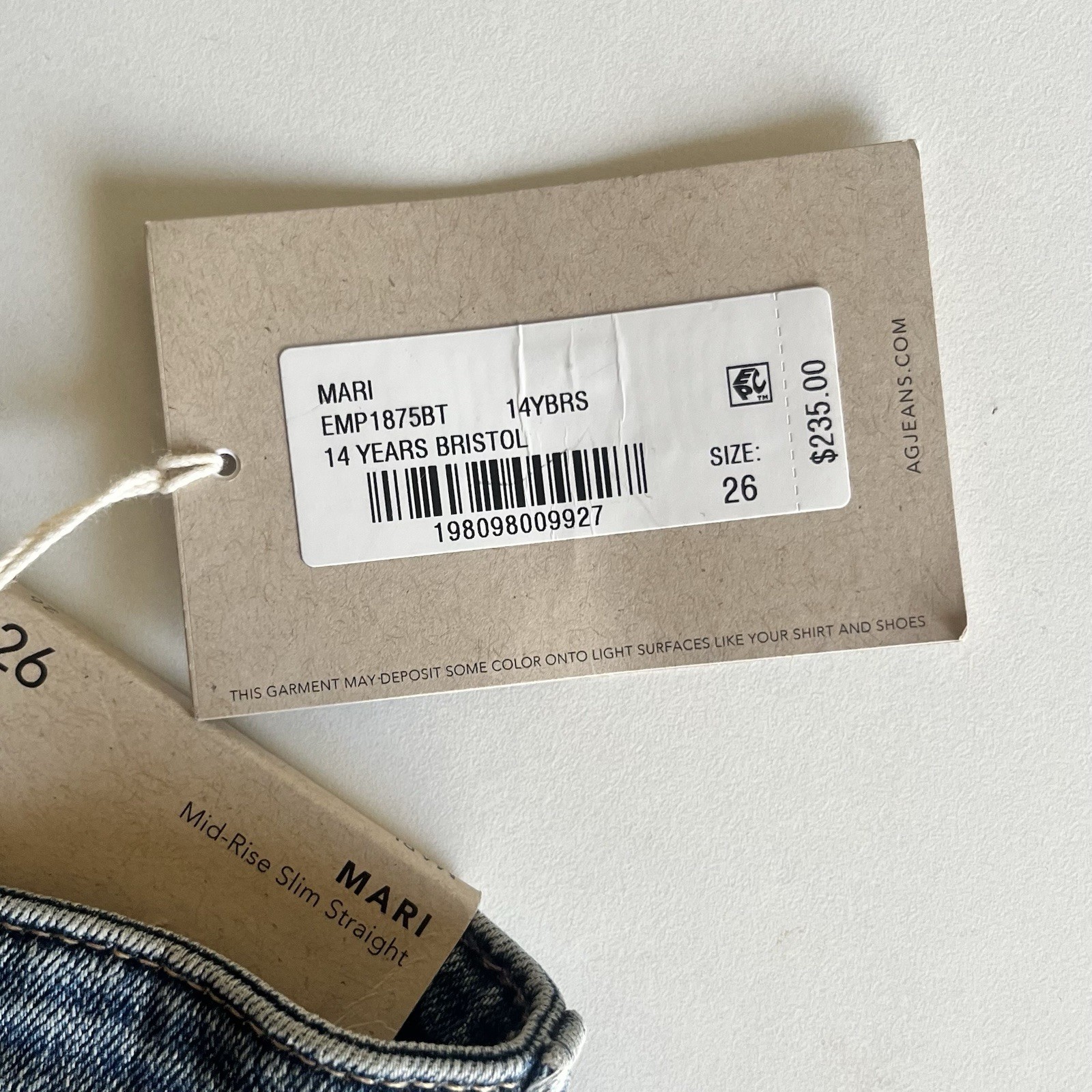 AG Adriano Goldschmied Mari Mid Rise Slim Straight Jeans Size 26 NWT thumbnail 12