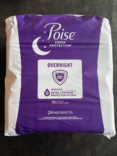 Poise Overnight Pads Fresh Protection Extra Coverage Wider 8 Drops 24ct SEALED 