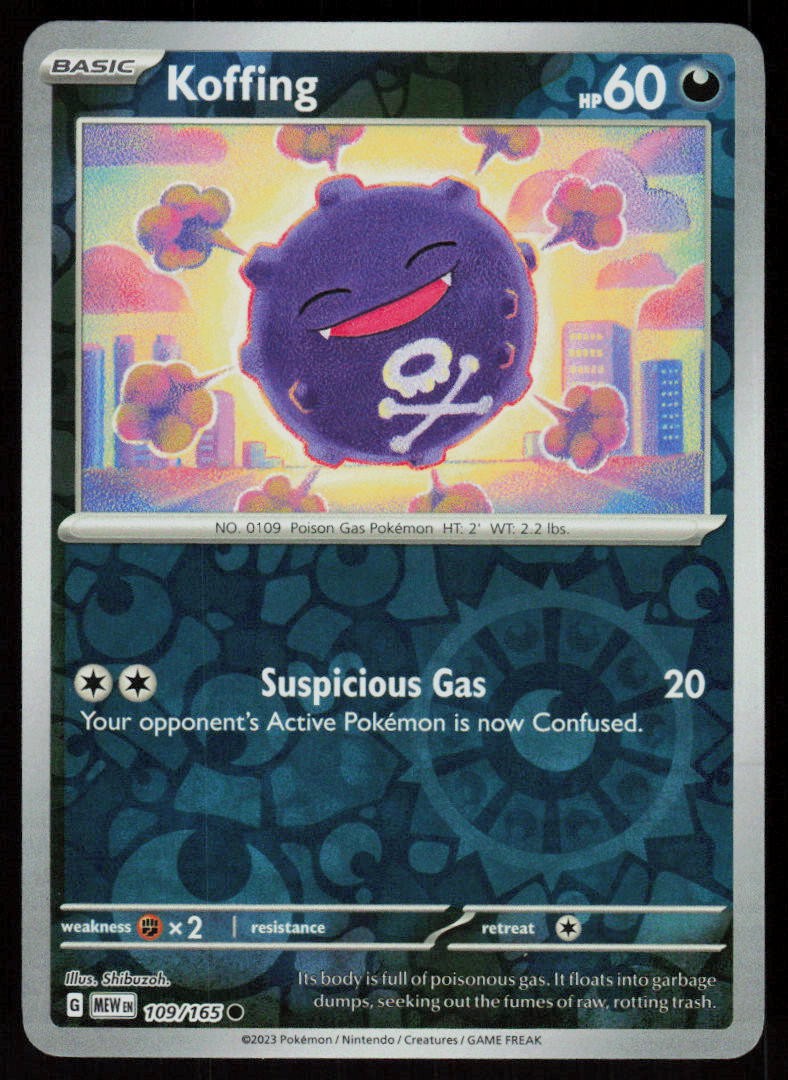 Koffing 109/165 Common 151 Pokemon Reverse Holo Near Mint