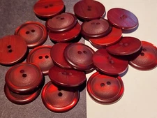 12 Red Wine Color 2mm rim domed center 2-hole sew-through buttons 22mm 