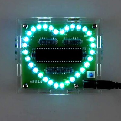 Heart Shape LED Flashing Light DIY Electronic Kits with Case for Soldering
