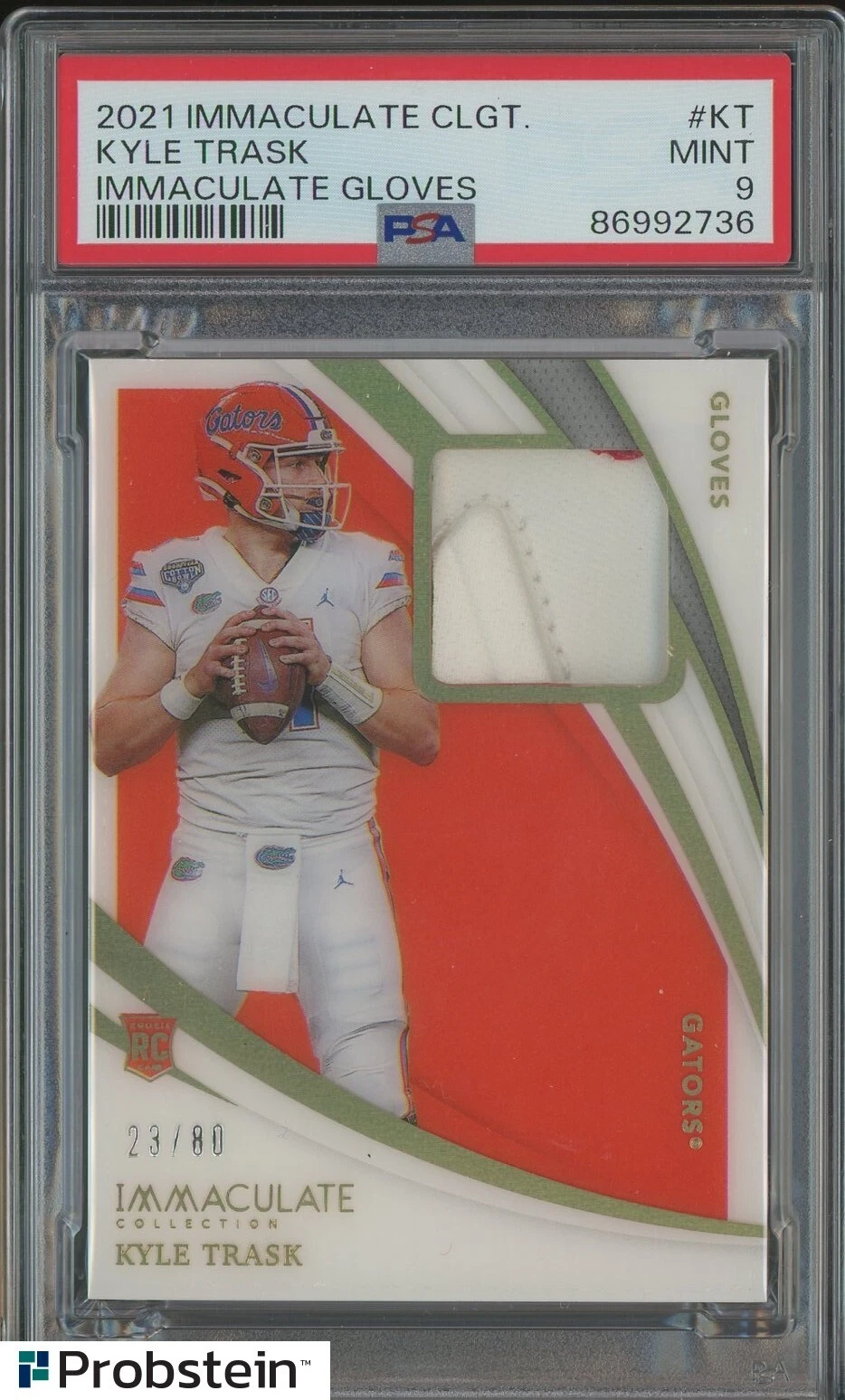 Kyle Trask Panini Immaculate Collection Collegiate Immaculate Gloves #KT Base