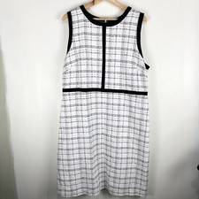 Liz Claiborne Tweed Plaid Window Pane Sleeveless Tank Top Midi Dress Size 16