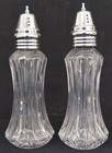 SET OF VINTAGE 6.5" Ribbon Cut Glass Salt & Pepper Shakers — photo 1