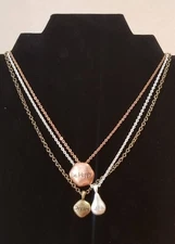 **SALE ZAD Tri Tone Copper Brass Silver Sentiment Layered Necklace**