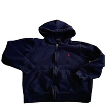 Kid's M 10/12 Navy Blue Polo Ralph Lauren Long Sleeve Hoodie Pockets Red Pony
