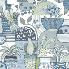 4066-26555 Fika Blue Blissful Birds & Blooms Eclectic Non Woven Wallpaper