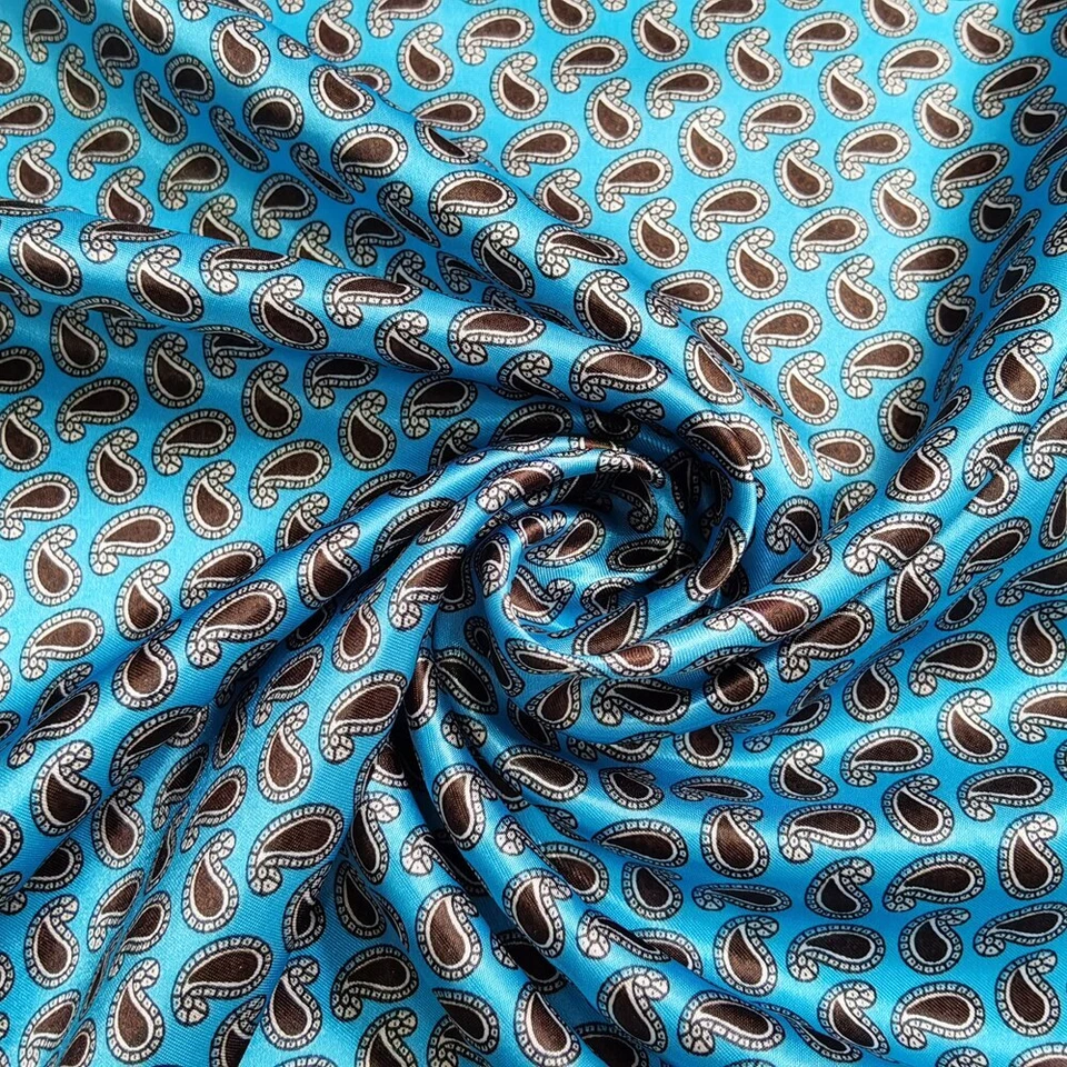 Tecido de paisley étnico 1 jarda X 1,48 metros para chapéu cachecol faça você mesmo tecido de cetim sedoso - Imagem 3 de 4