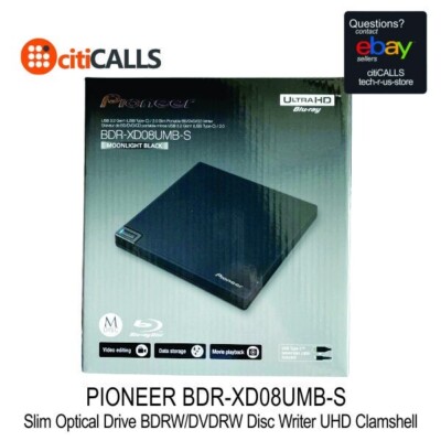 Pioneer BDR-XD08UMB-S Slim BDRW DVDRW Blu-Ray Disc Writer UHD