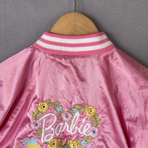 Vtg Barbie Coat Girls Size 6 Embroidered Windbreaker 1997 Satin Snap Button 90 - Picture 7 of 13
