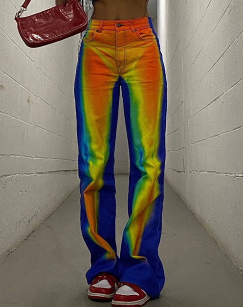 Body Heat Map Tie Dye Streetwear Trousers Multicolor Punk