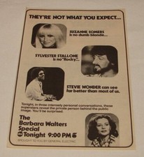 1979 ABC tv ad ~ BARBARA WALTERS Suzanne Somers,Sylvester Stallone,Stevie Wonder