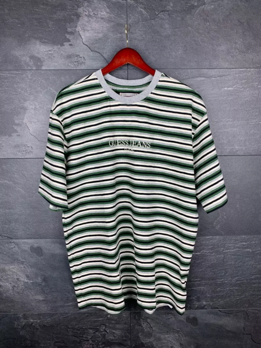 Vintage Guess USA T-shirt Striped Logo Tee L Size | eBay