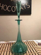 Wayne Husted For Blenko Sea Green Shot Decanter  17” H 1960-1964