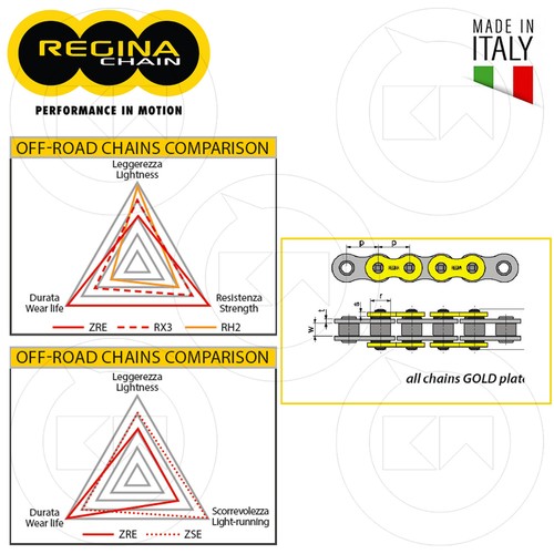 CATENA RACING REGINA 420 RH2 130 MAGLIE ORO DERBI SENDA L 50 1997-1999 - Foto 2 di 2