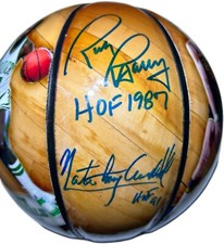 Rick Barry & Nate Tiny Archibald Signed Basketball W/“Hof” Insc (BAS COA)