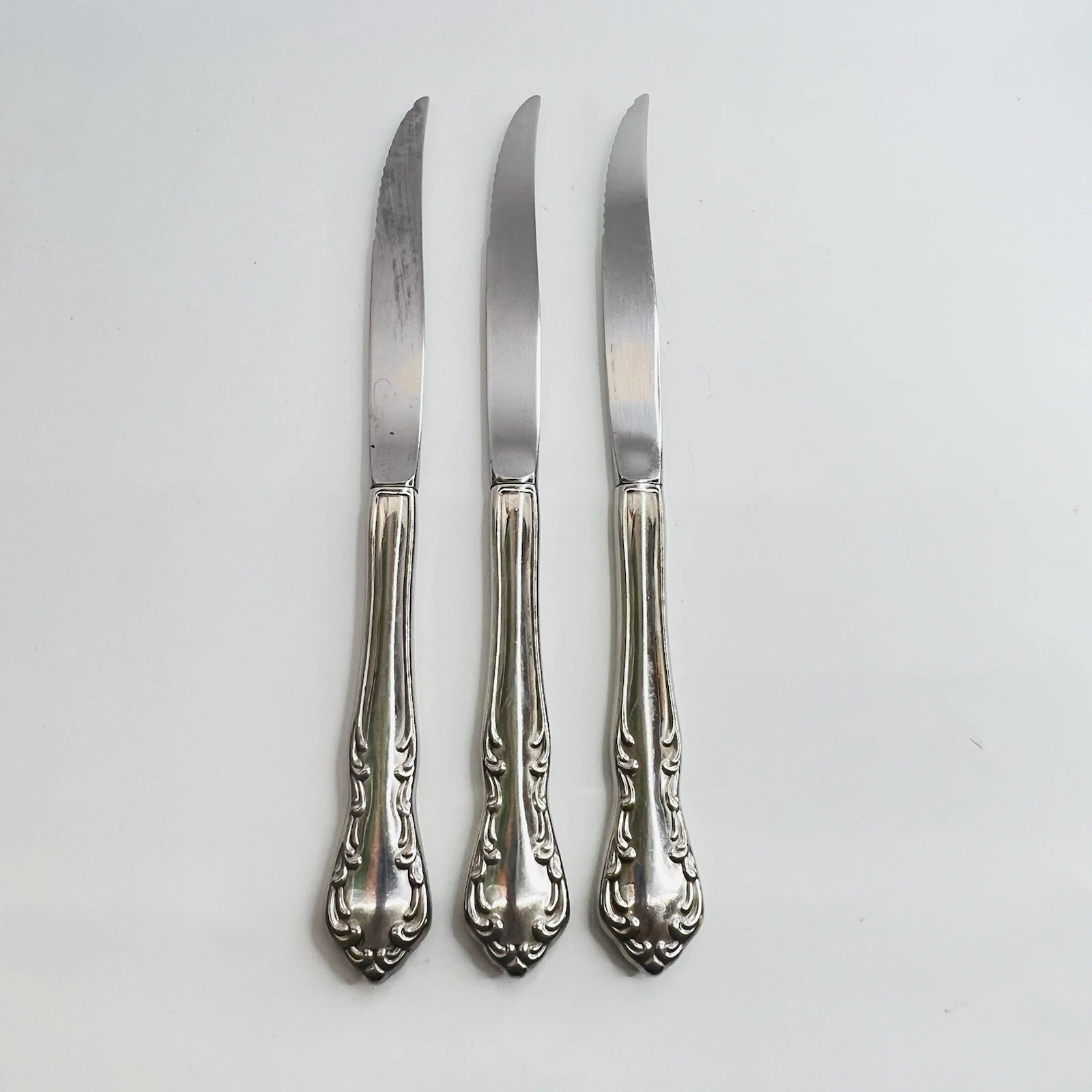 Oneida Stainless Serrated Steak Knife St Louis Cutlery Flatware 3Pc Set