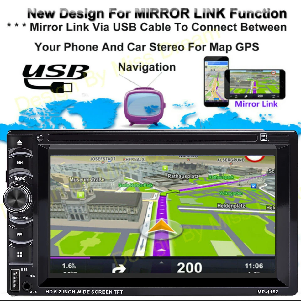 Fit Ford F-150 250 350 Double Din Car Stereo Audio Radio TouchScreen with Camera - Image 4 of 4