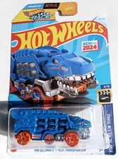 HW Ultimate T-Rex Transporter Blue #55 2024 Hot Wheels Screen Time