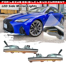 For Lexus IS 2021-2024 Sequential LED Side Mirror Lamp Turn Signal Light Clear