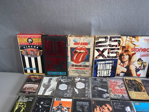 VINTAGE ROLLING STONES COLLECTION 35 RARE CASSETTES 6 VHS 1 DVD SINGLES - Picture 3 of 8
