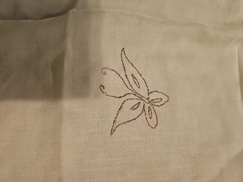 Vintage Silky Light Green Embroidered Pixies And Butterfly Scarf - Picture 4 of 4