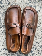 Vintage 70s ANNE KALSO EARTH SHOE 12.5 Brown Leather Moc Toe Loafer made in USA
