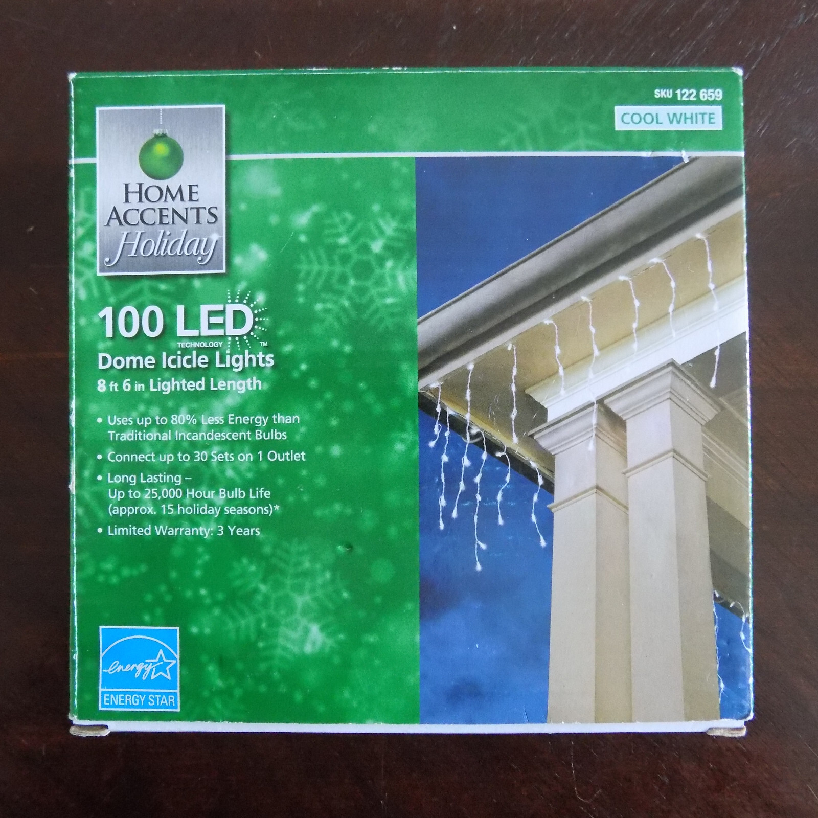 Home+Accents+100+LED+Dome+Icicle+Lights+Cool+White+Holiday+Christmas