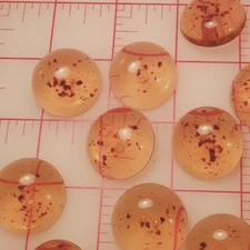 25 SMALL Faux Amber Plastic Dome Shank Button Clear Faux Amber Dark Specks 3/4"