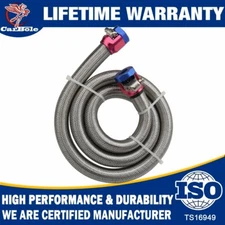 CarBole Universal 3/8" Hose 3ft. Stainless Steel Braided Fuel Line Kit w/ Clamps