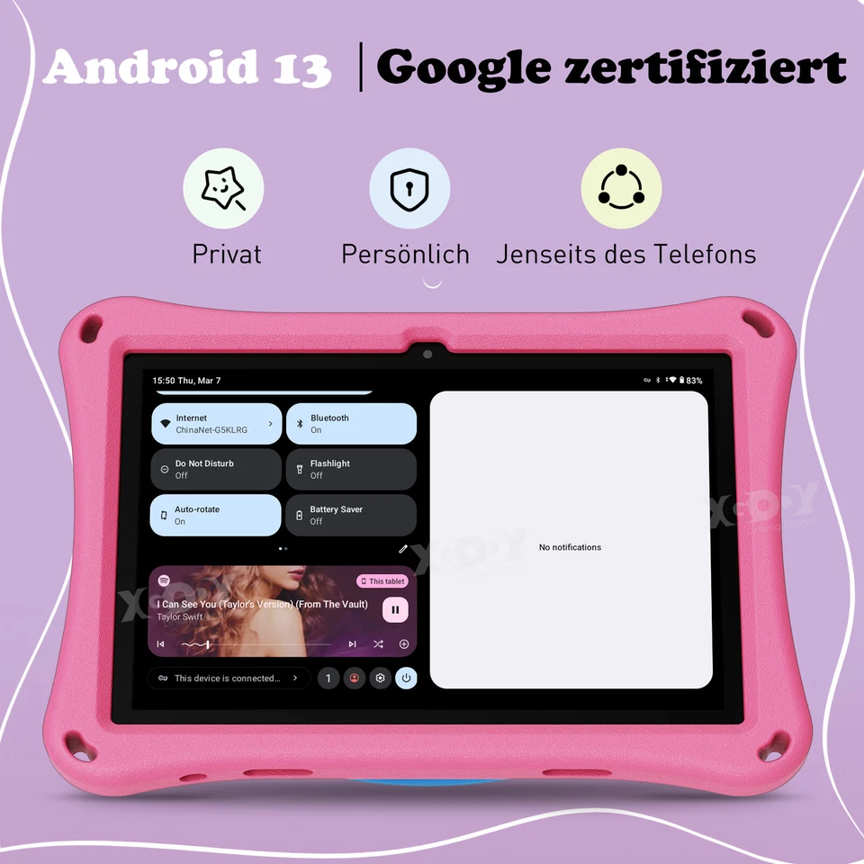 Kids N02 Kinder Tablet, Android-Tablet 10 Zoll 12GB+128GB 7000mAh Bluetooth WiFi - Bild 2 von 4