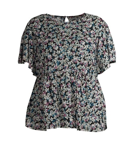 terra and sky babydoll top flutter sleeve plus size - Picture 2 of 6