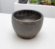 Antique Sand Stone Round Salt Spice Bowl Original Old Hand Carved