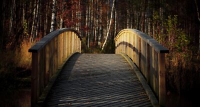 Landscape bridge birch fall wooden Custom Gaming Mat Desk