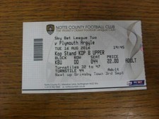 16/08/2016 Ticket: Notts County v Plymouth Argyle. For UK orders shipping is FRE