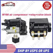 Air Suspension Compressor+Relay + Valve Block For Mercedes ML GL550 X166 W166 US