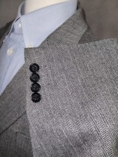 NEW 46R Stafford Tweed Men's Gray 2 Button Merino Wool Blazer Jacket Side Vents