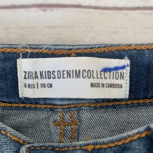 ZARA KIDS Girls Denim Skirt Size 6 Blue Distressed Denim Raw Edge Miniskirt EUC - Picture 2 of 3