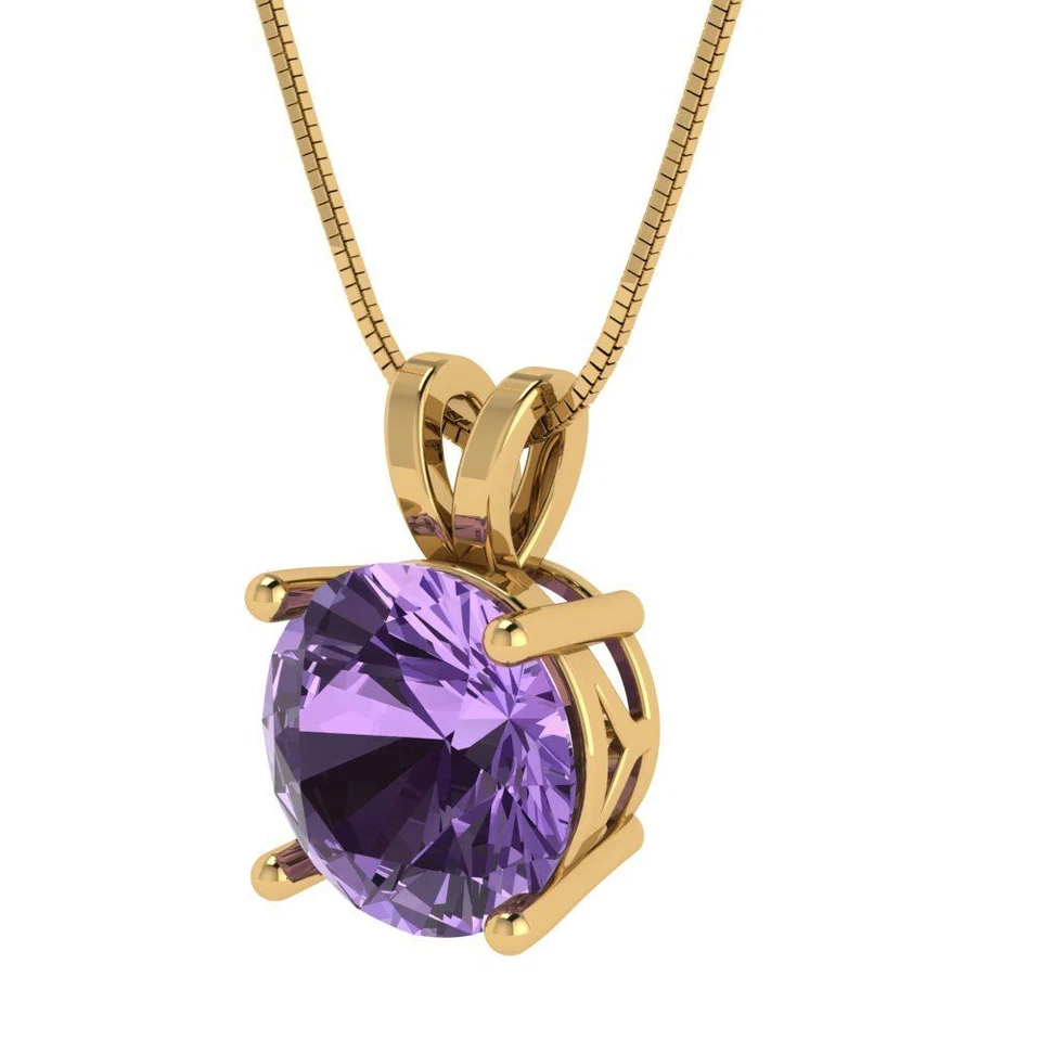 3 cttw Silver Pendant and 18" Necklace Yellow Gold Plated Simulated Alexandrite - Image 2 of 4
