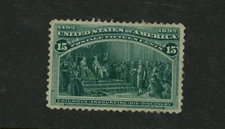 USA Scott # 238 F-VF OG LH 15c Columbian US Stamp Cat $200
